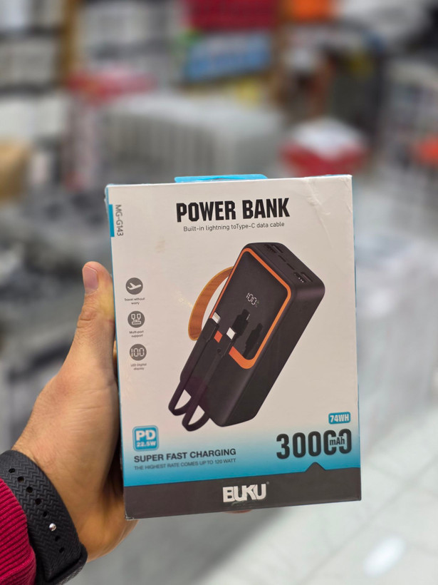 پاوربانک BUKU مدل MG-G143 ظرفیت 30000 میلی آمپر ساعت
